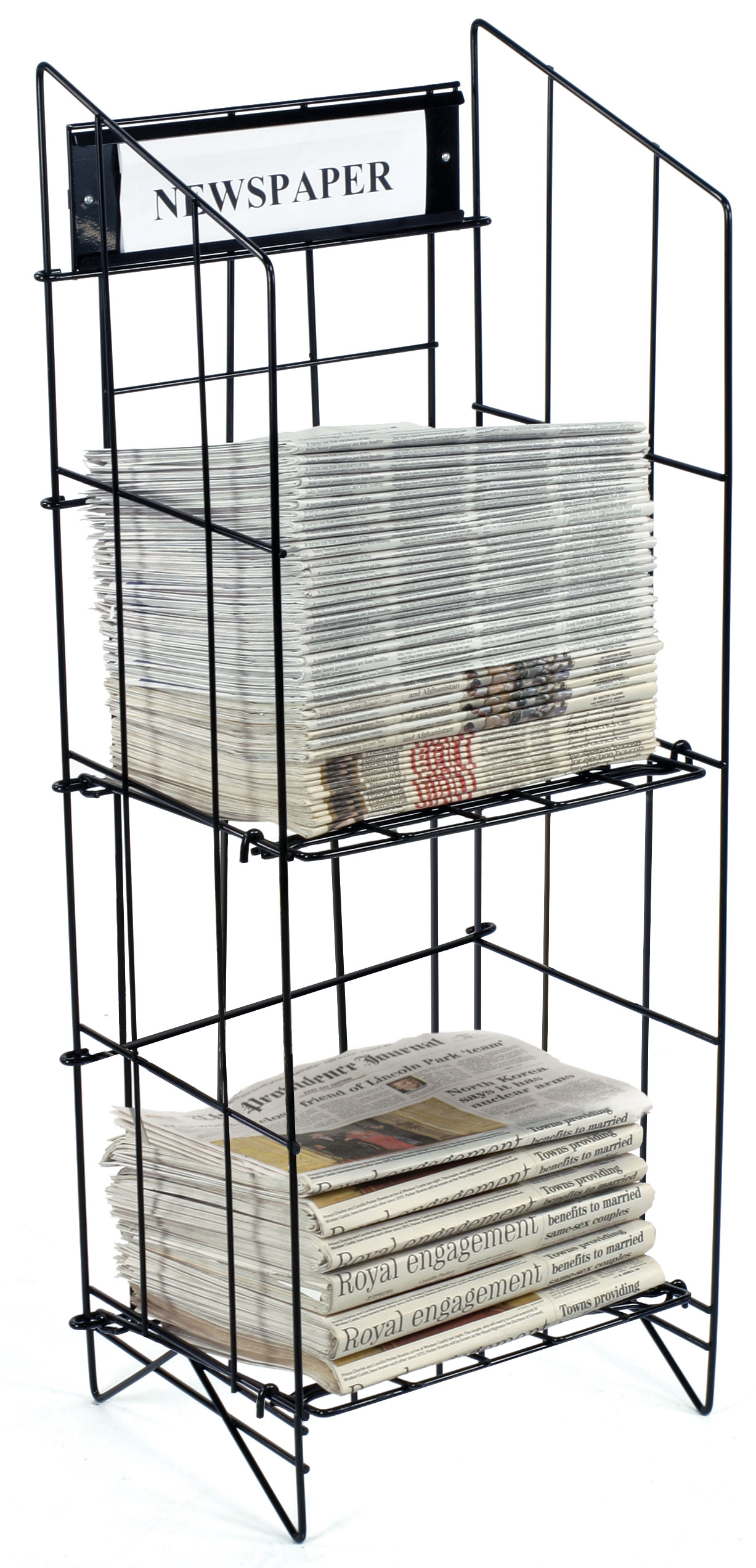Two Shelf Newspaper Rack with Sign | Custom Sign Header | Displays2Go