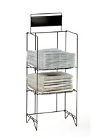 Metal newspaper rack with two tiers