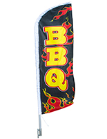 Feather flag with BBQ graphic