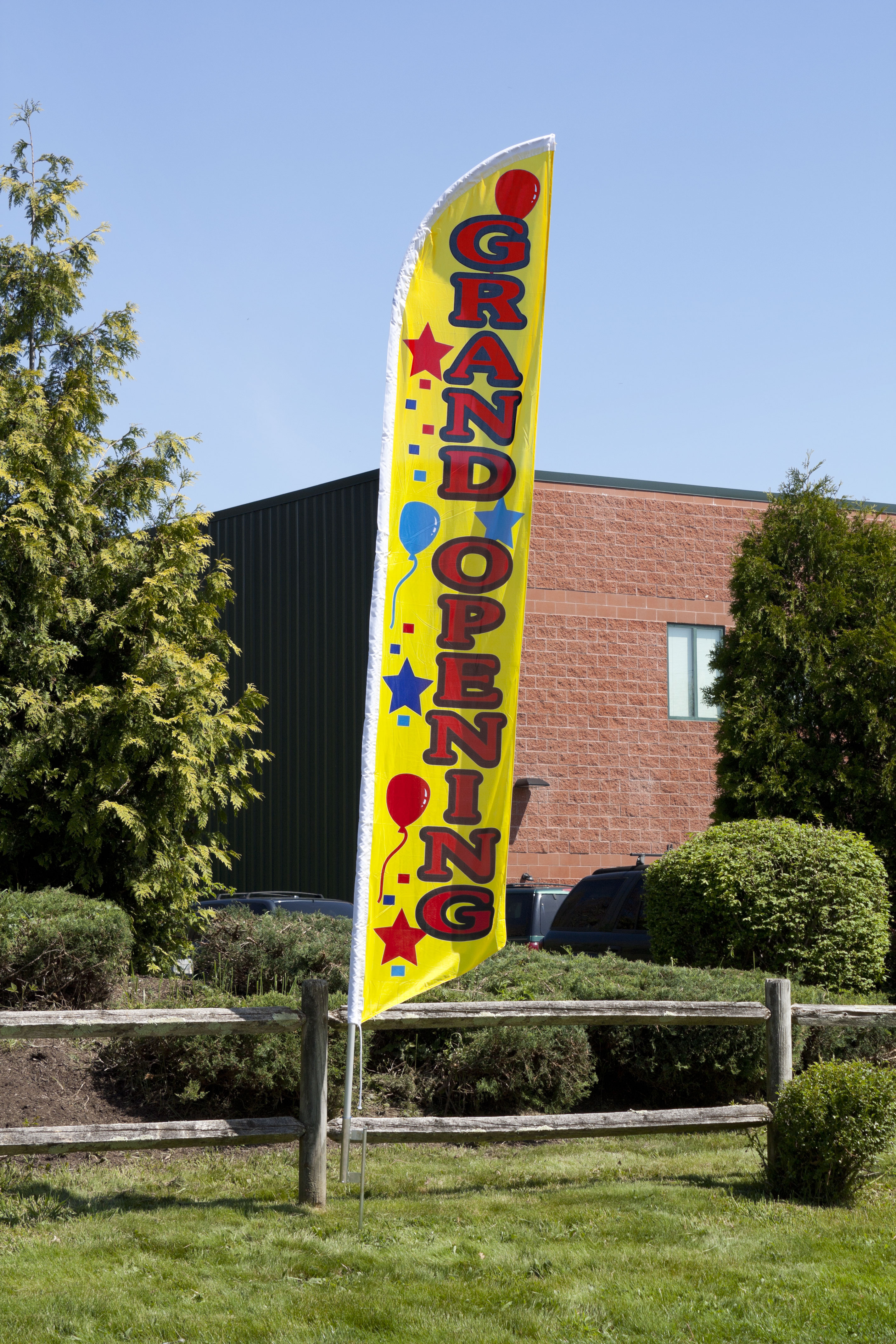 14' Feather Flag w/ Ground Spike and Pre-printed Opening Message - Image 2