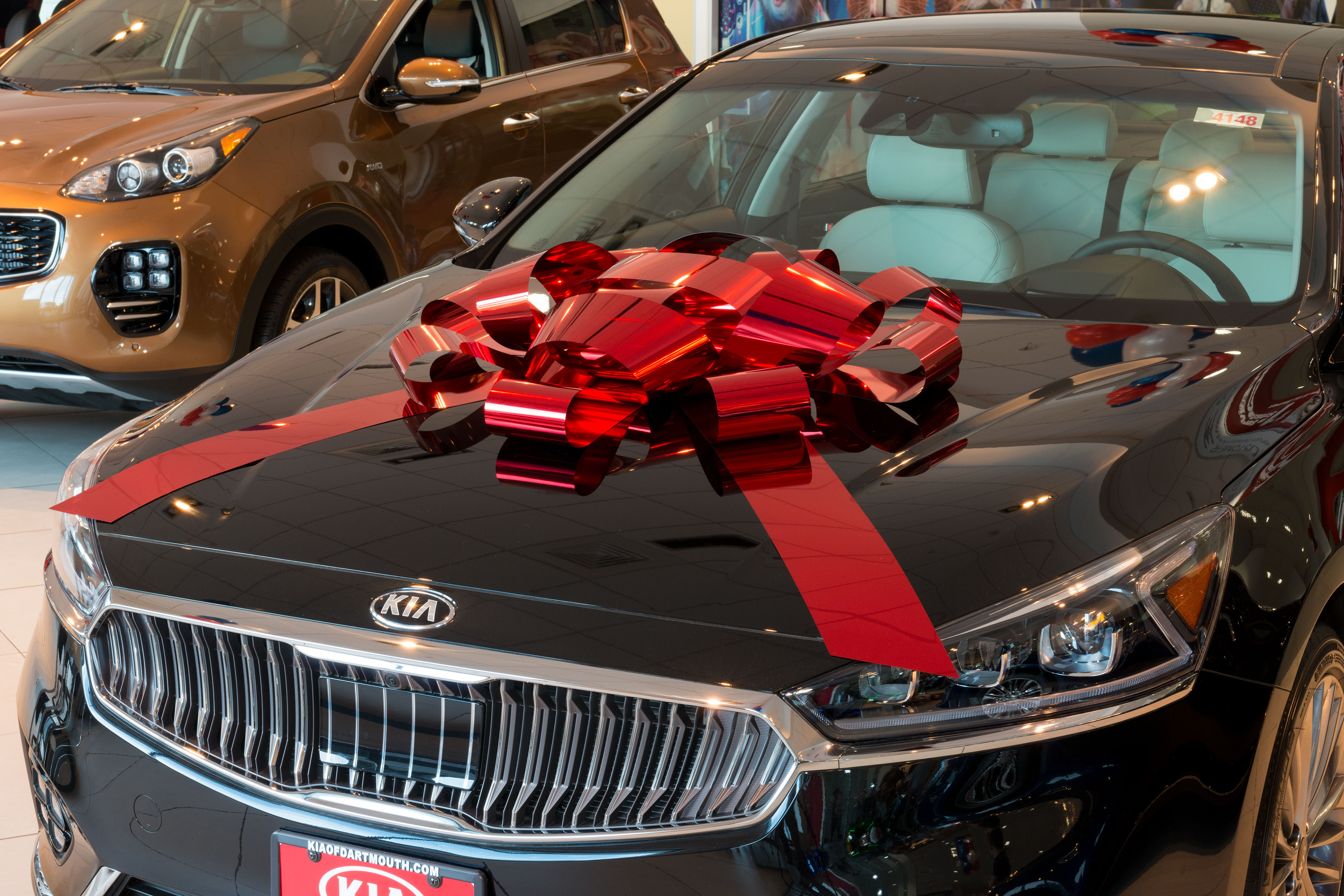 Shiny Red Holiday Bow Car Ribbon | Ships Assembled with 2 Tails ...