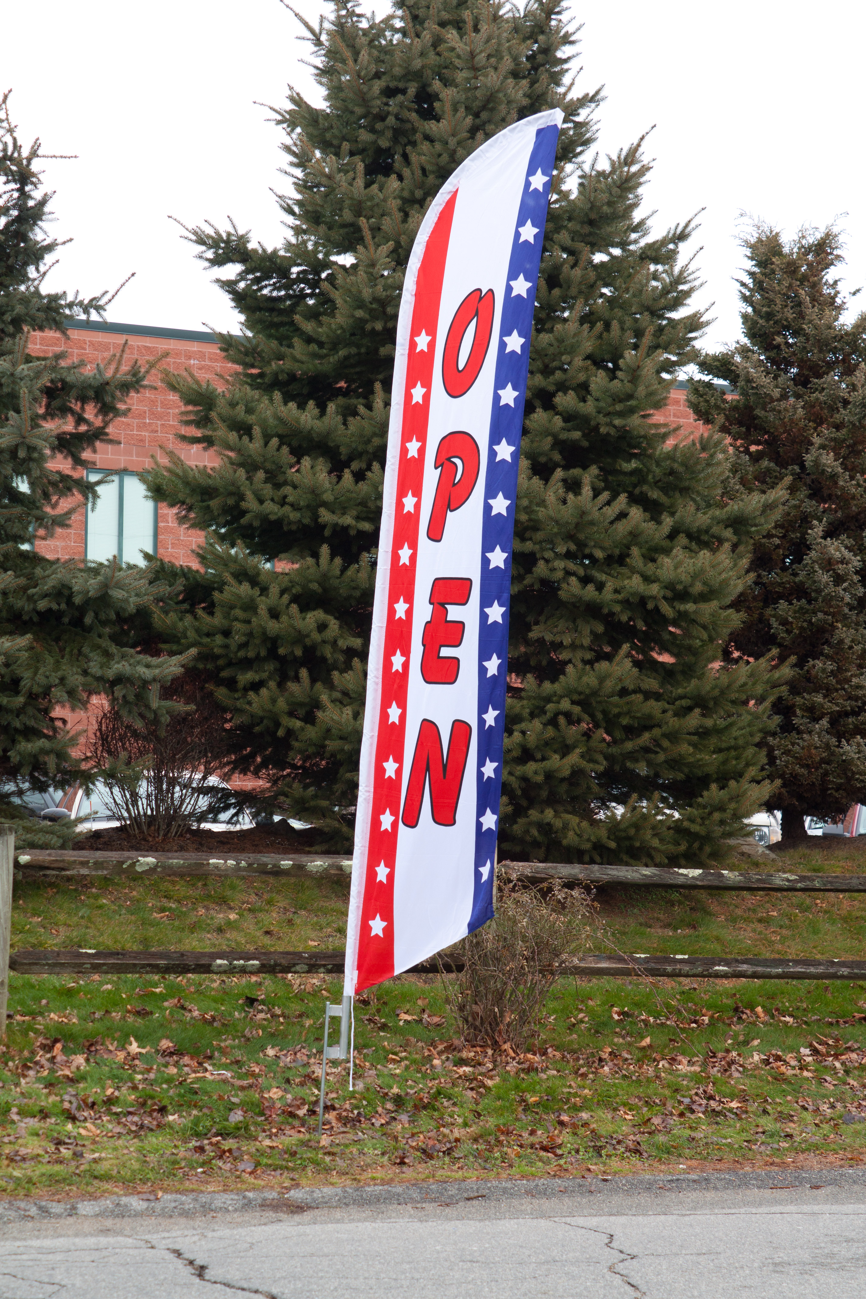 14' Feather Flag w/ Ground Spike and Pre-printed Opening Message - Image 2