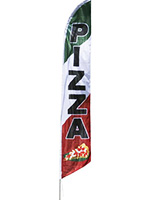 Feather flag with PIZZA graphic