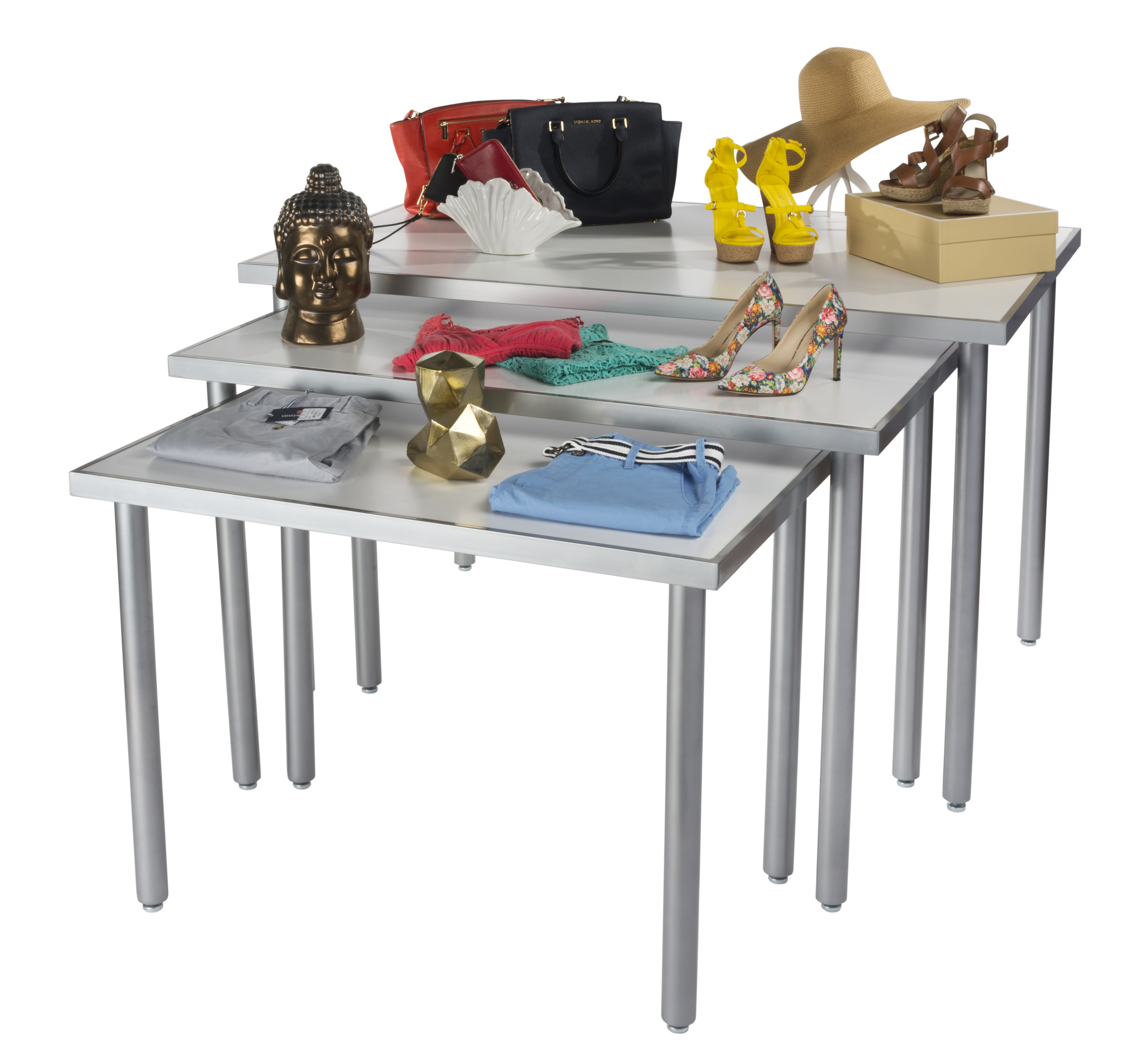 Nesting Display Tables, Rectangular, Set of 3 - White - Image 2