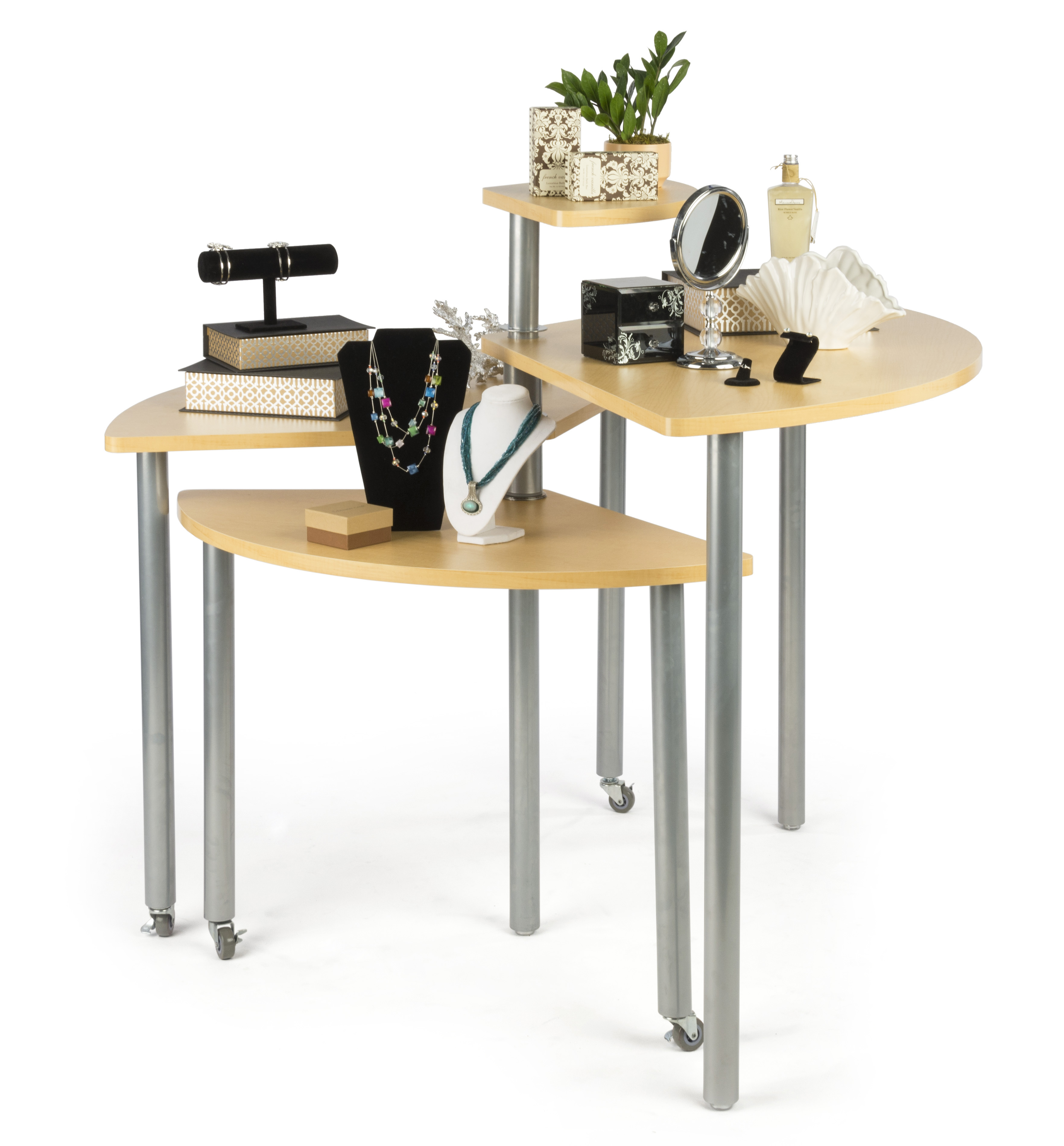 Nesting Display Tables with 4 Tiers, Swiveling - Maple - Image 4