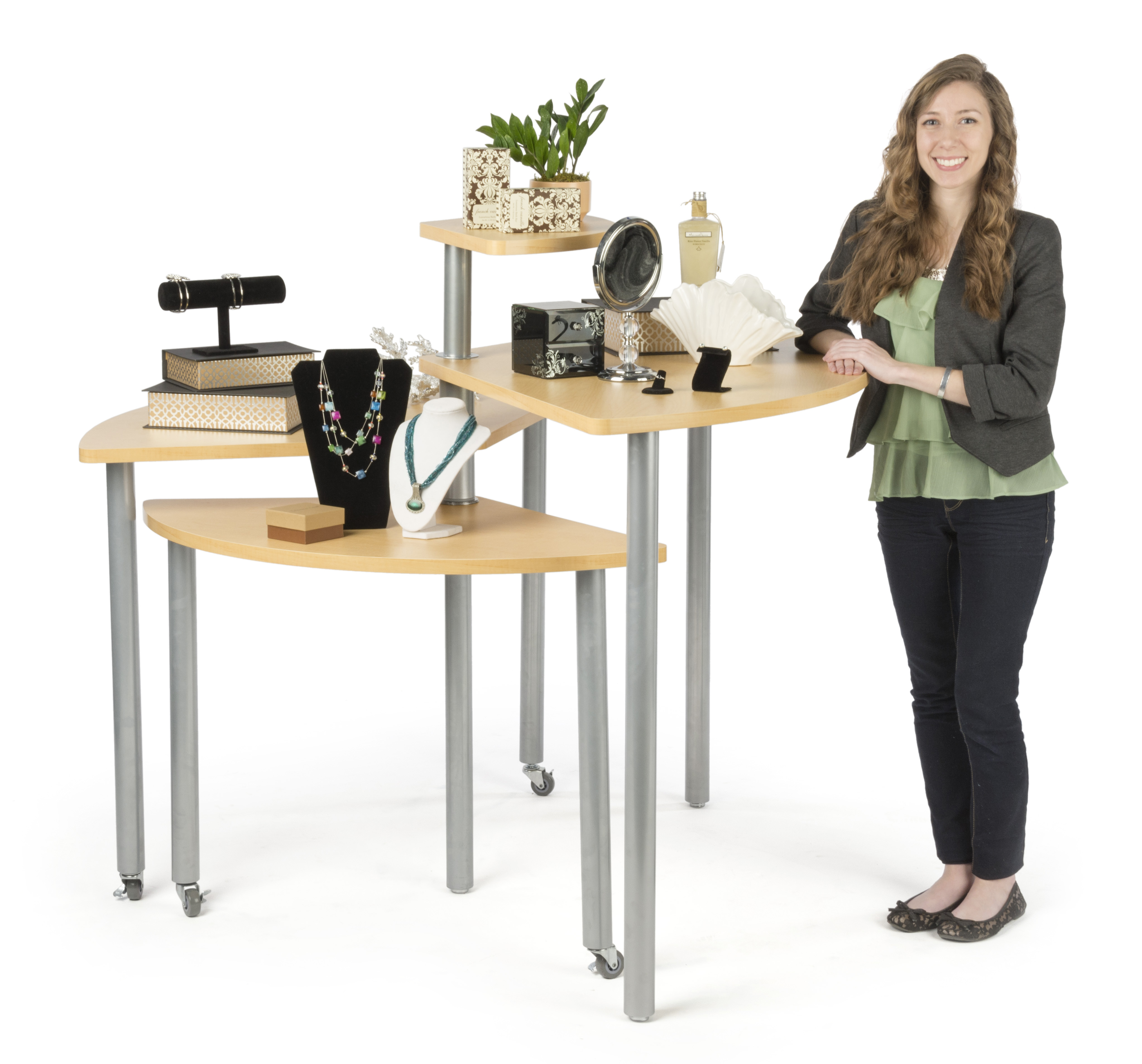 Nesting Display Tables with 4 Tiers, Swiveling - Maple - Image 5