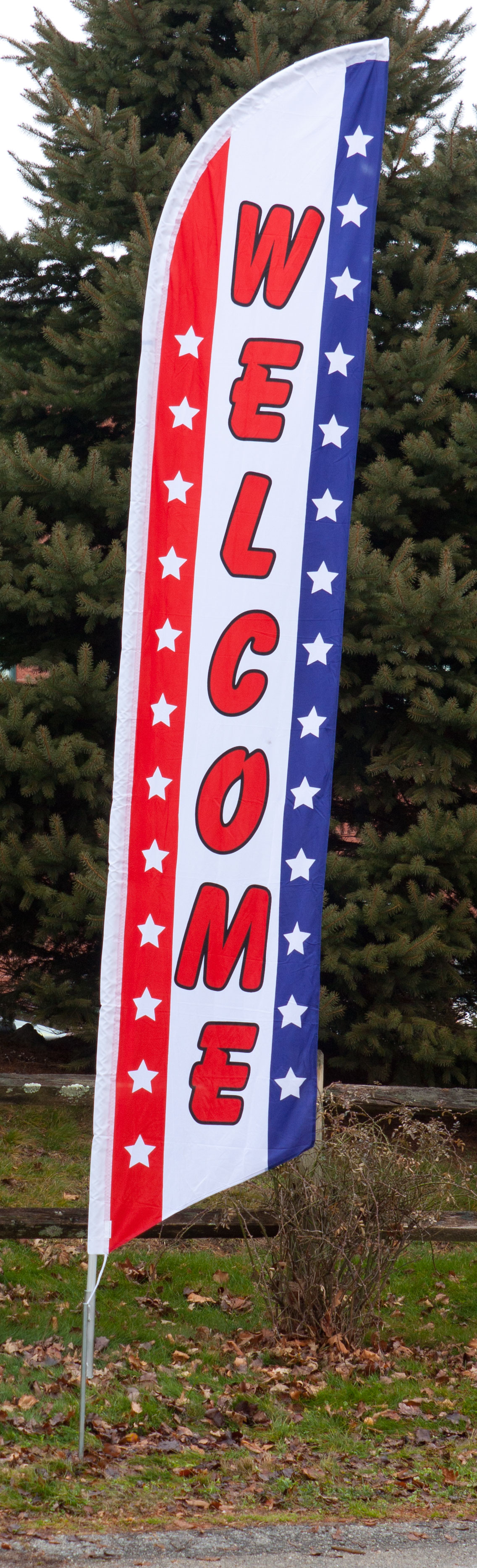 14' Feather Flag w/ Ground Spike and Pre-printed Opening Message - Image 2