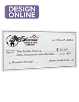 Giant custom novelty check with custom single-sided artwork 