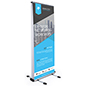 Outdoor double-sided banner display stand with retractable vinyl