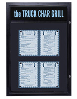 Exterior-rated bulletin boards for food menus