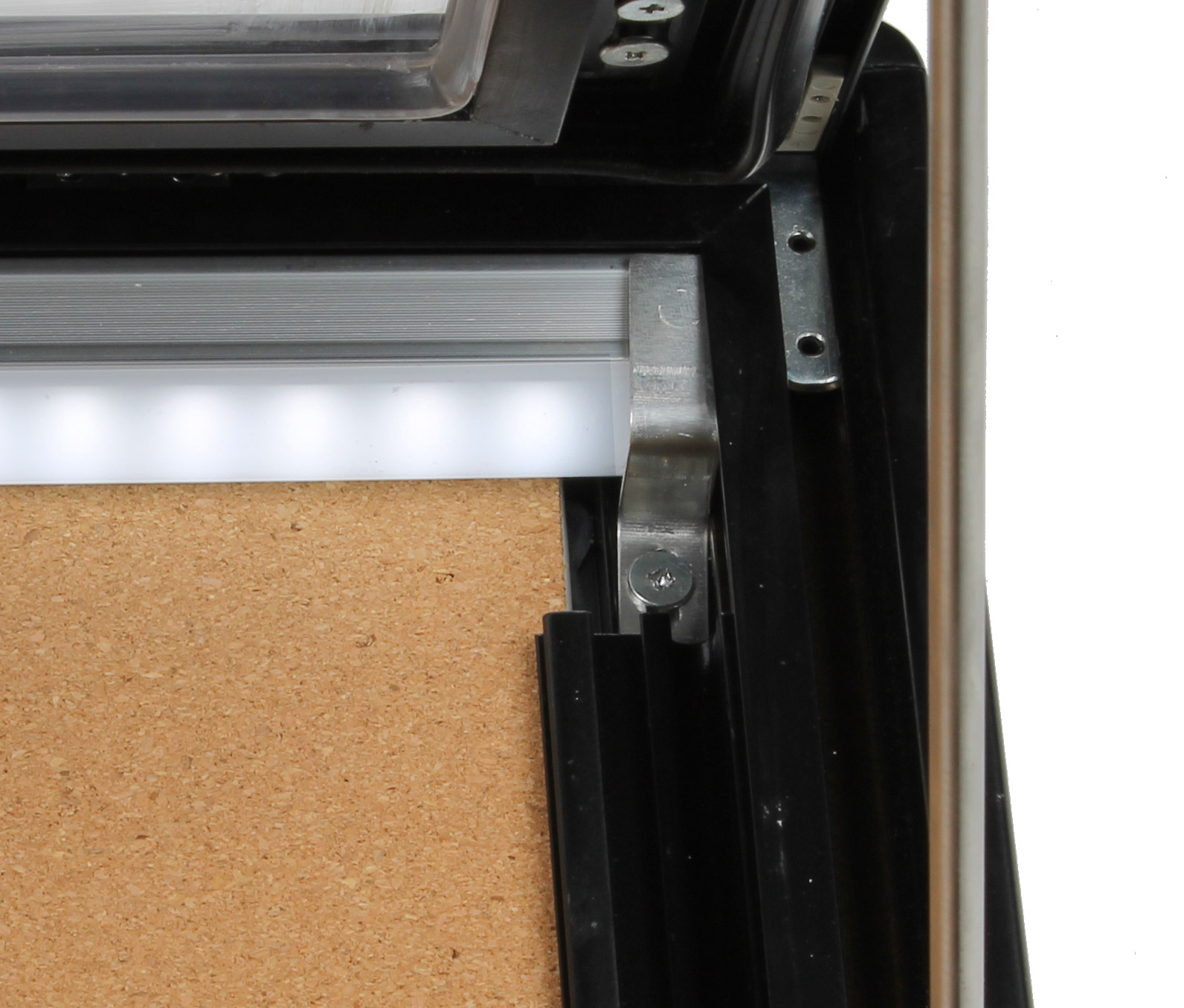 26 x 36 Enclosed Cork Board for Outdoors, Illuminated, with Locking Door - Black - Image 5