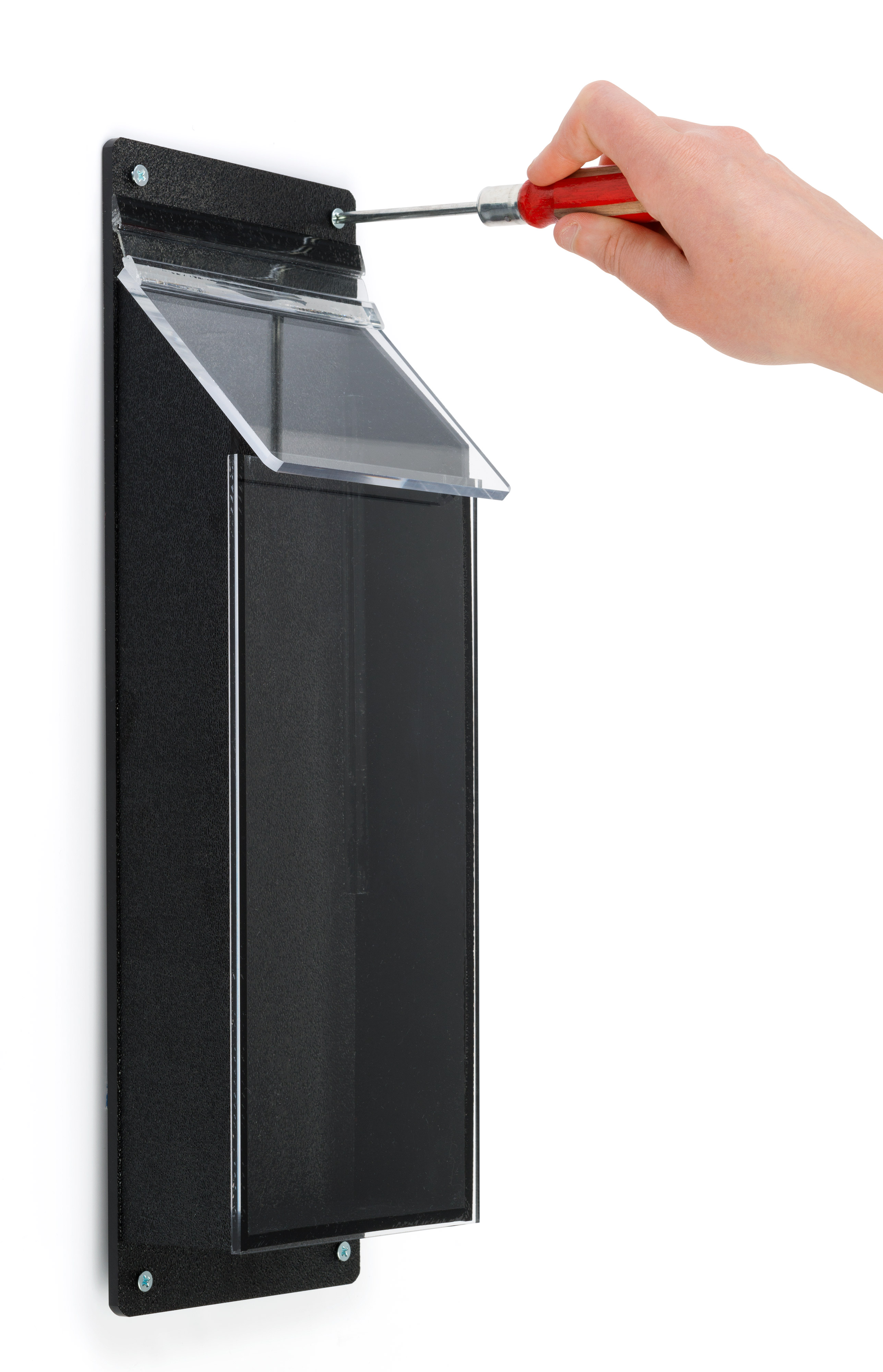 Outdoor Acrylic Brochure Wall Rack, Hinged Lid - Black - Image 3