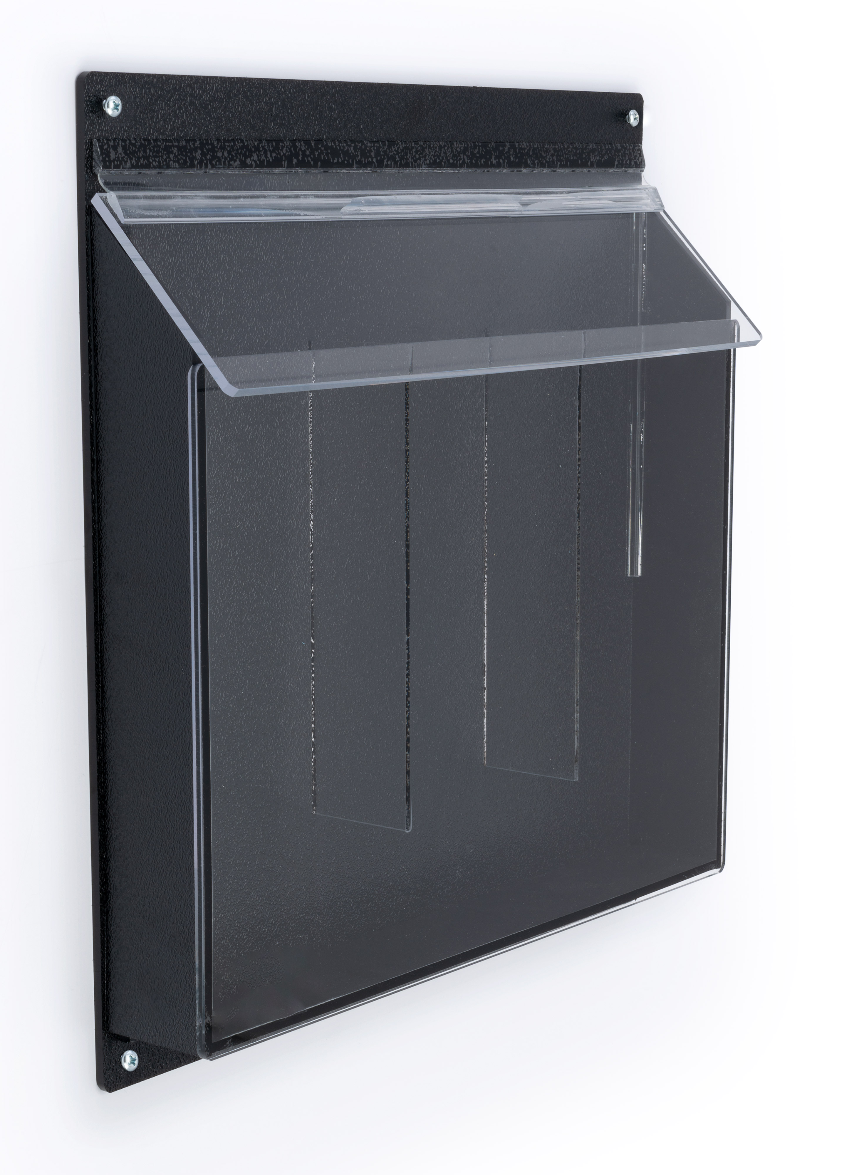 Outdoor Acrylic Brochure Wall Rack, Hinged Lid - Black - Image 2