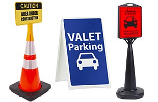 Parking lot signs for safety and direction