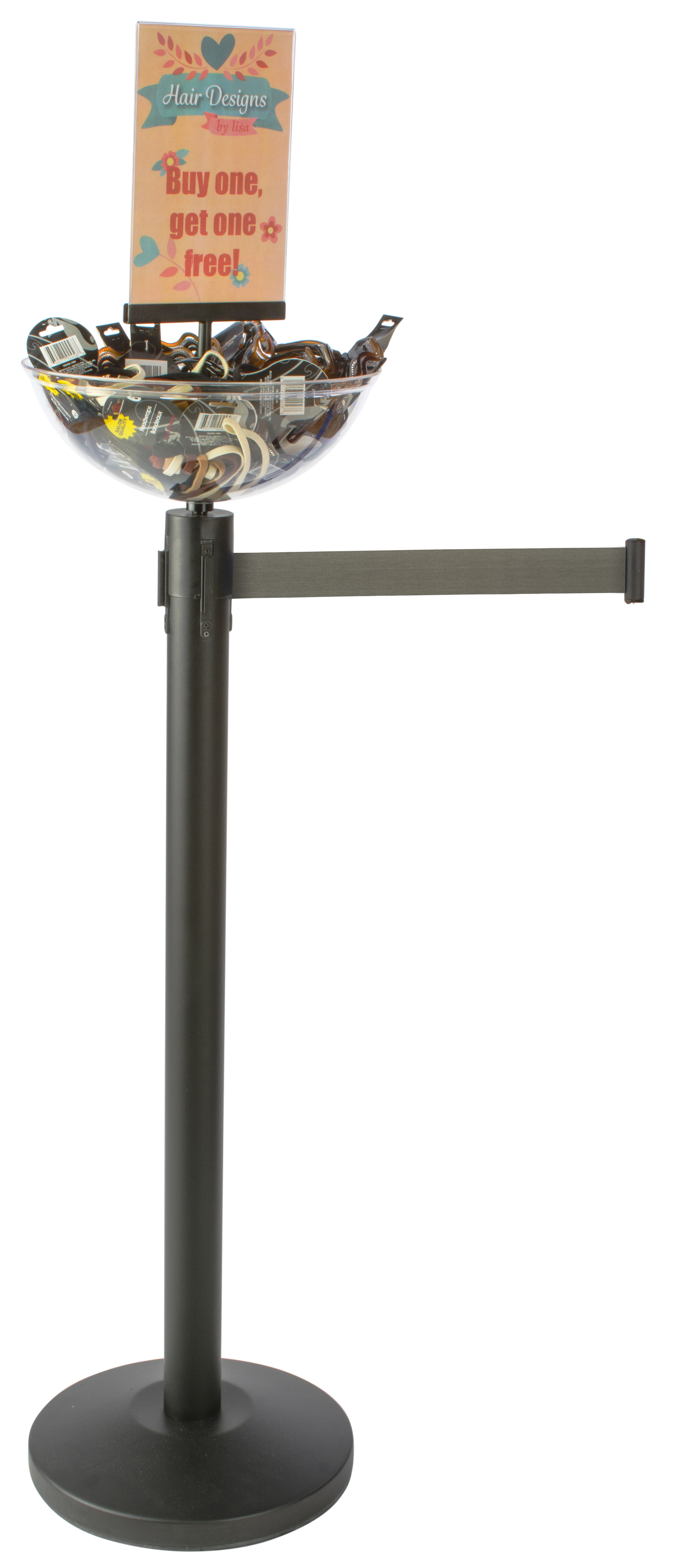 Standy Post Gray Stanchion & Post with Bin | Weighted Base | Displays2Go