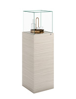 Glass-top pedestal display case with lift-off top