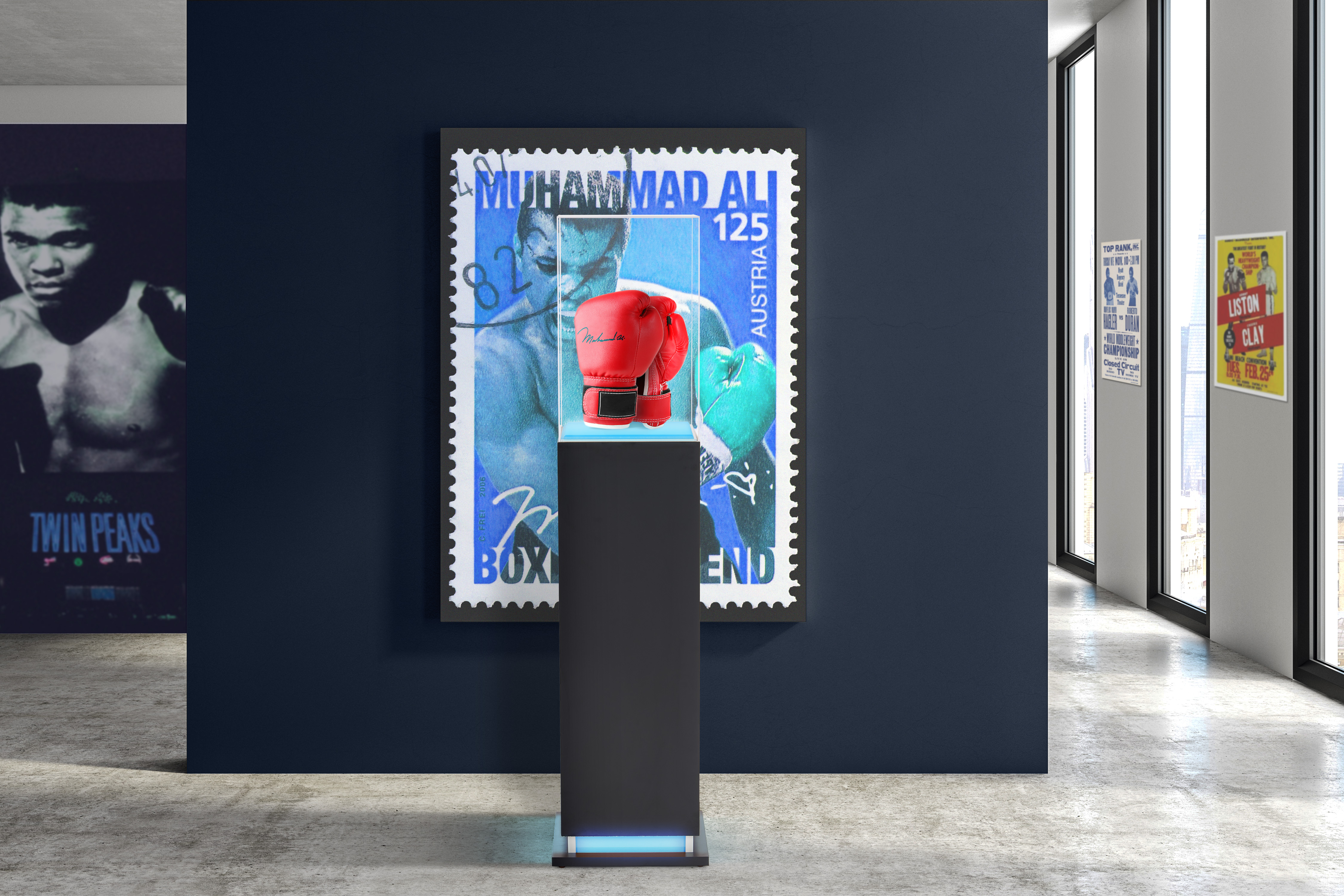 17" Pedestal Display Case with Acrylic Cover, Interior Lights - Black or White - Image 10