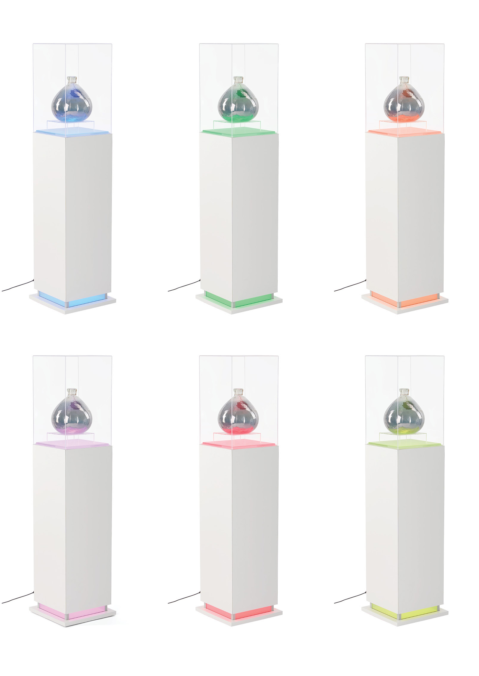 17" Pedestal Display Case with Acrylic Cover, Interior Lights - Black or White - Image 6