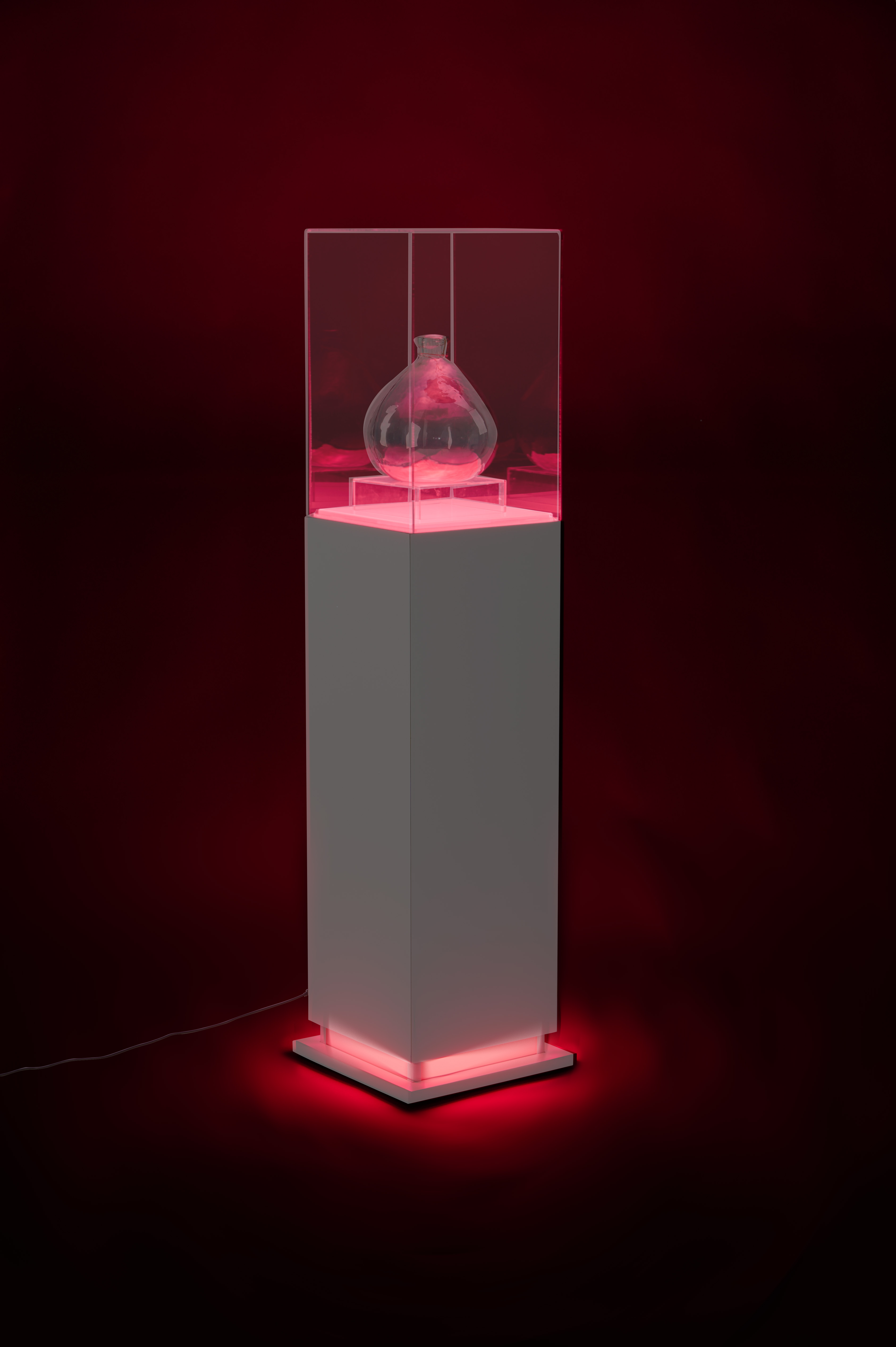 17" Pedestal Display Case with Acrylic Cover, Interior Lights - Black or White - Image 8