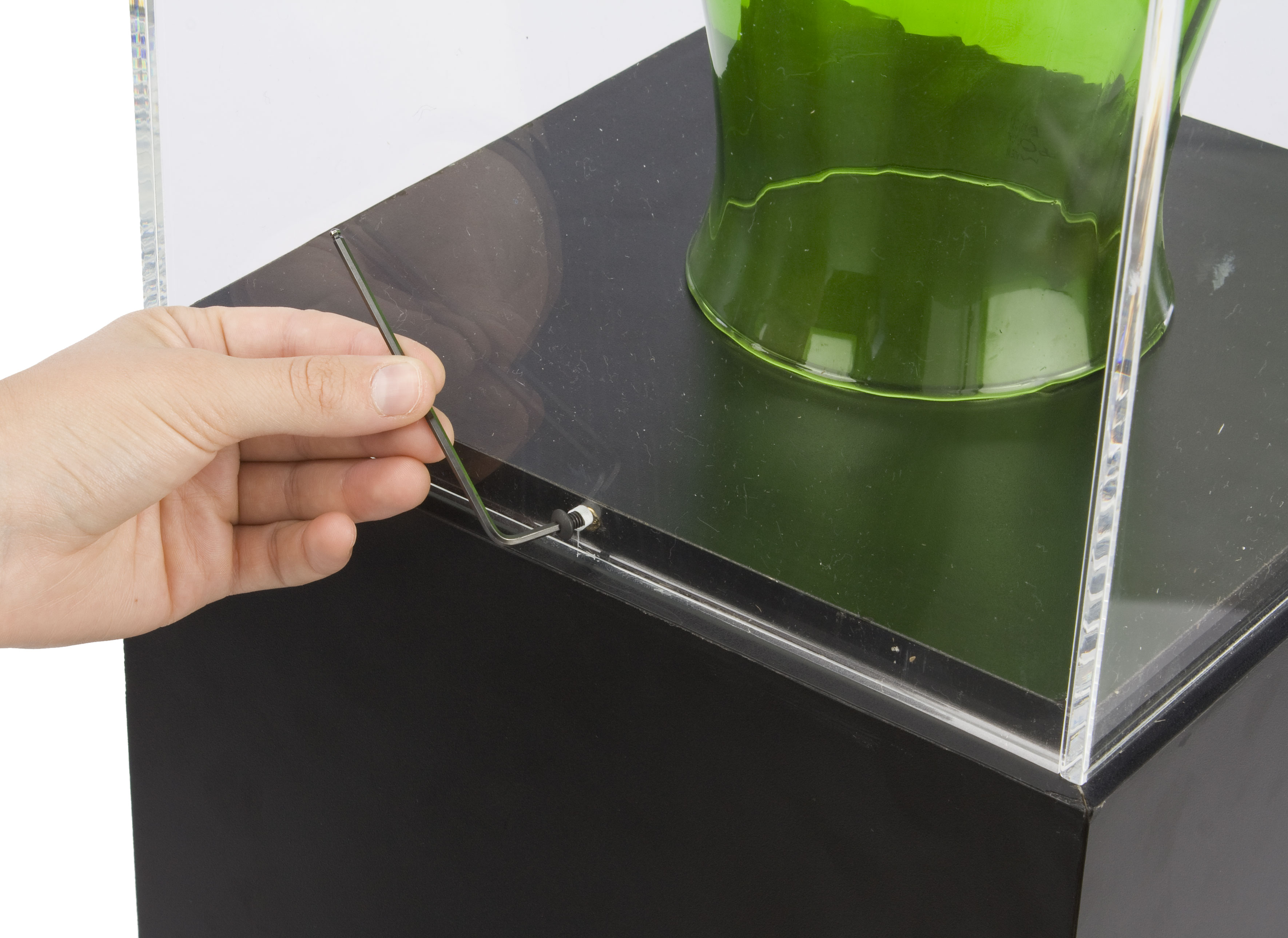 13"w Pedestal Display Case, Locking Acrylic Top - Black - Image 2