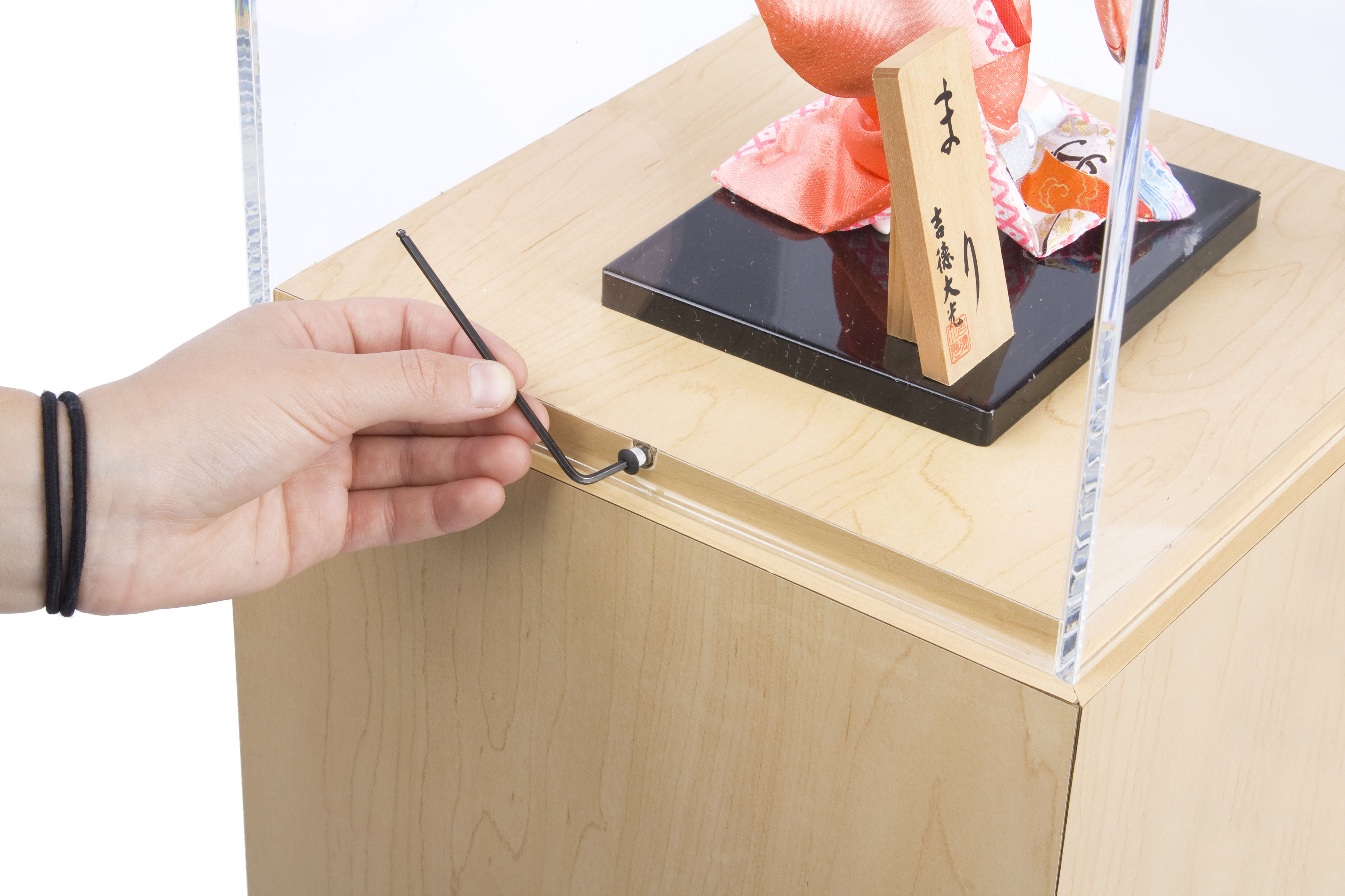 Pedestal Display Case | Acrylic Top - Maple Laminate Stand