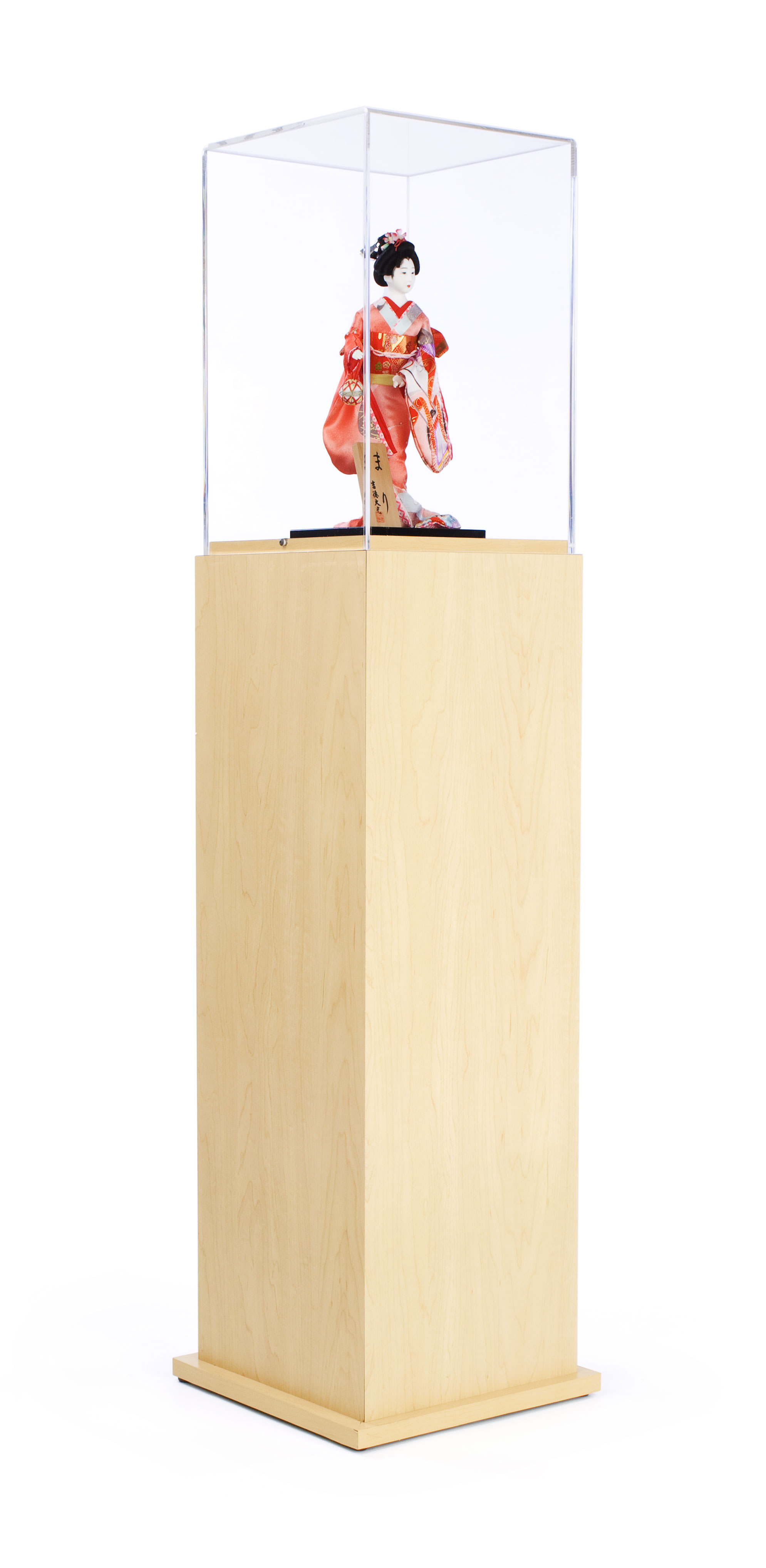 Pedestal Display Case | Acrylic Top - Maple Laminate Stand | Displays2go