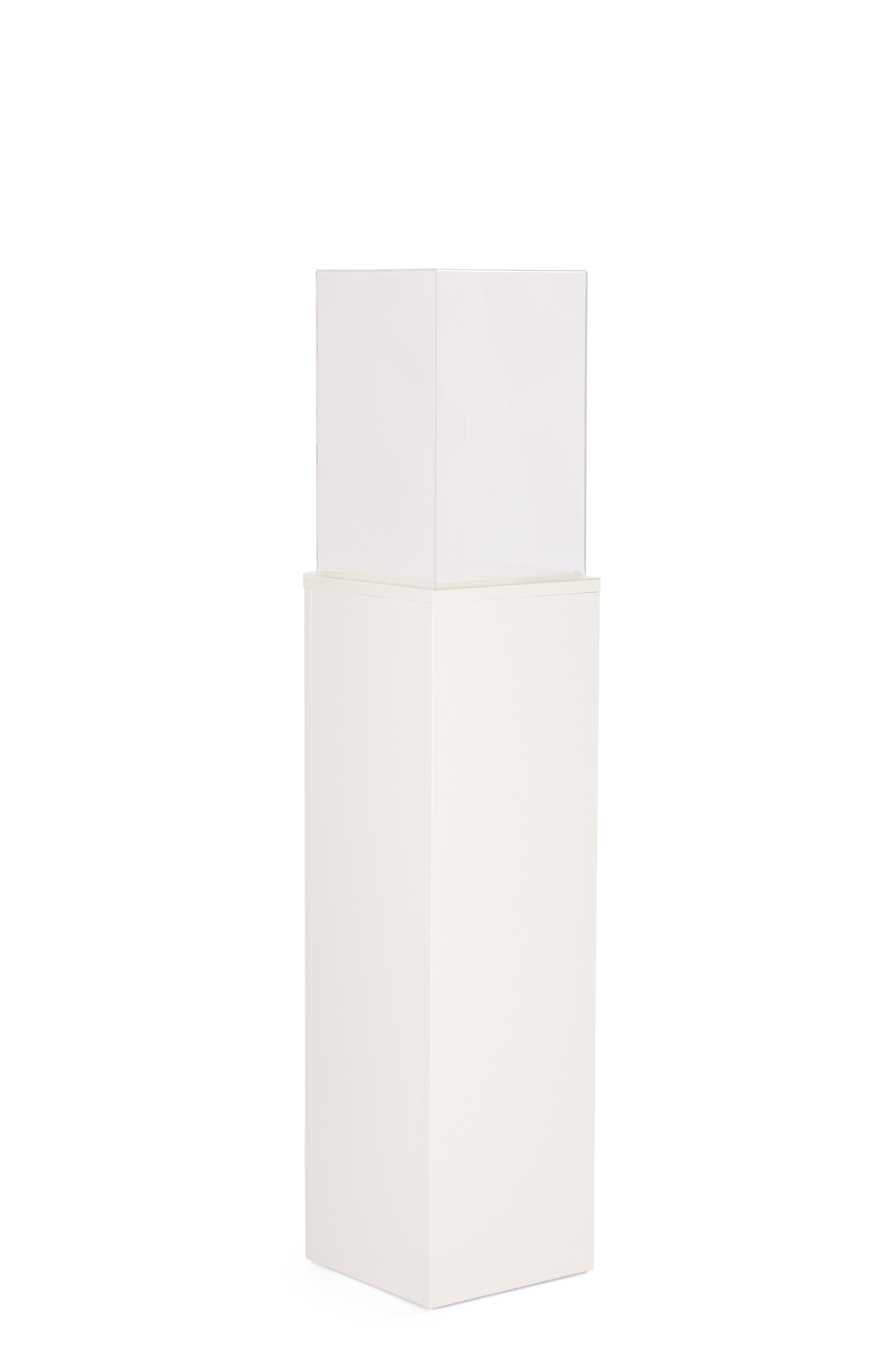 White Display Pedestal for Floor, Lift Off Acrylic Topper, 3 Sizes - White - Image 2