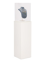 White display pedestal with recycled acrylic topper