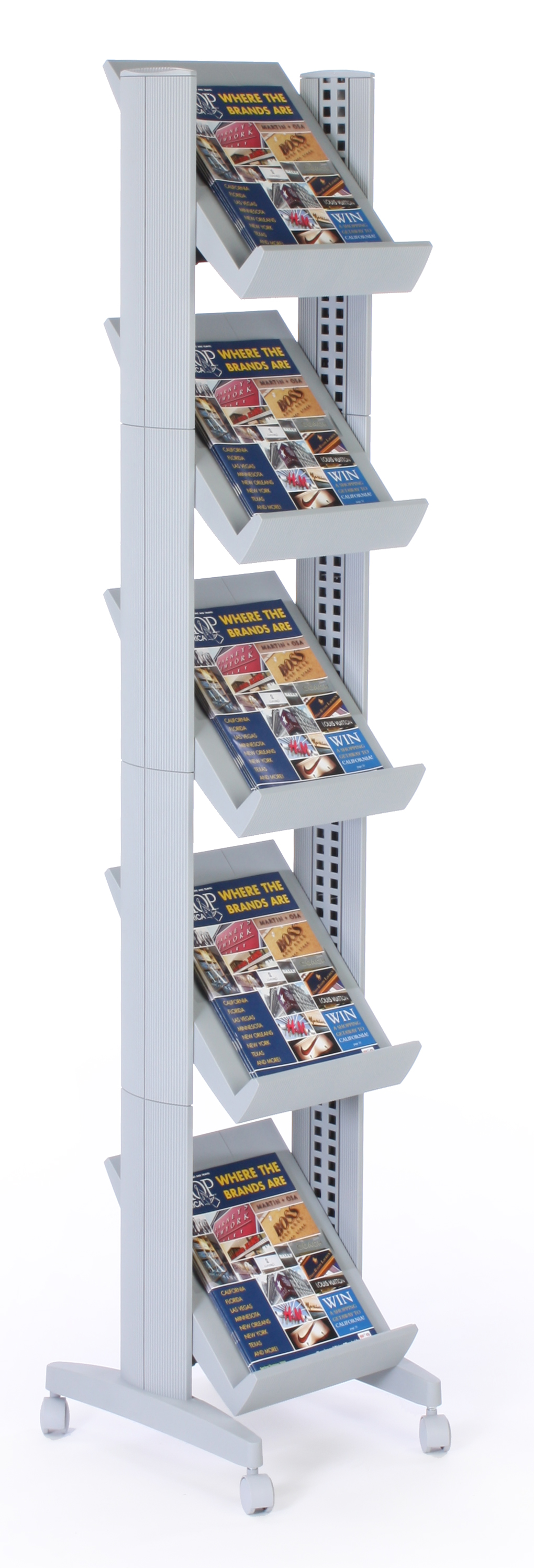 Mobile Magazine Racks Free Standing Magazine Racks - (5) Height Adjustable Shelves | Displays2Go