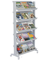 magazine display with casters