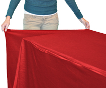 Convertible table covers can easily be adjusted between sizes