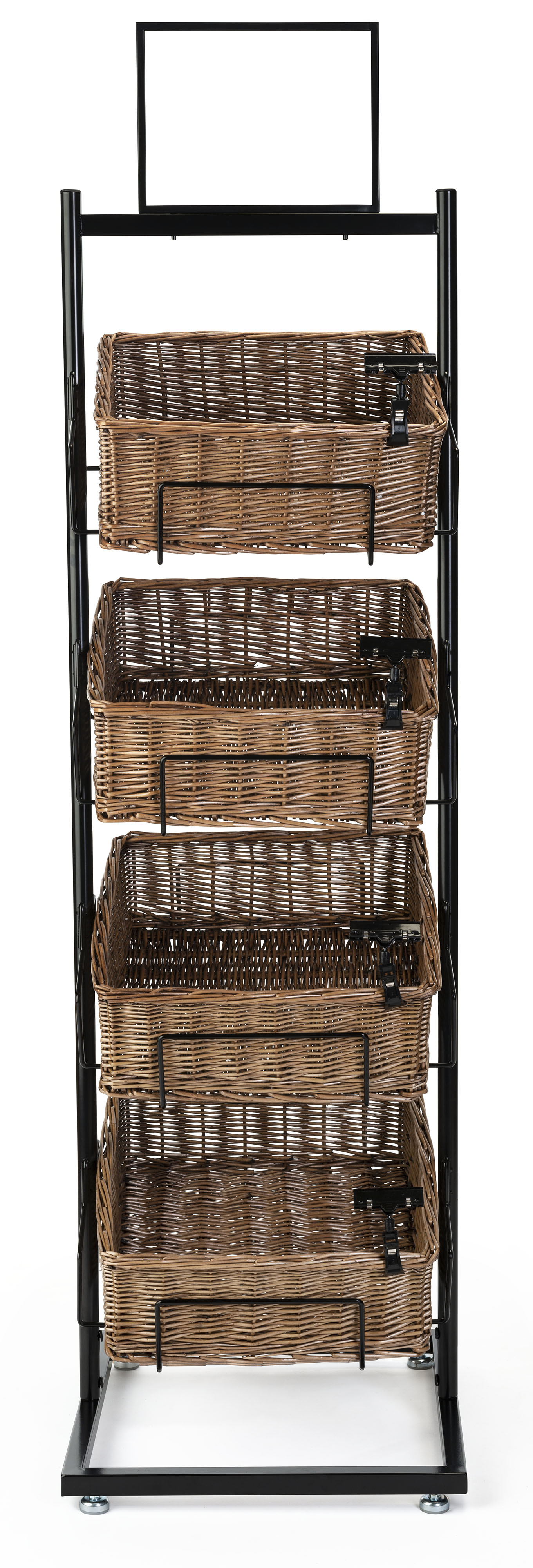 4 Tier Basket Floor Stand | Set of Four Wicker Baskets