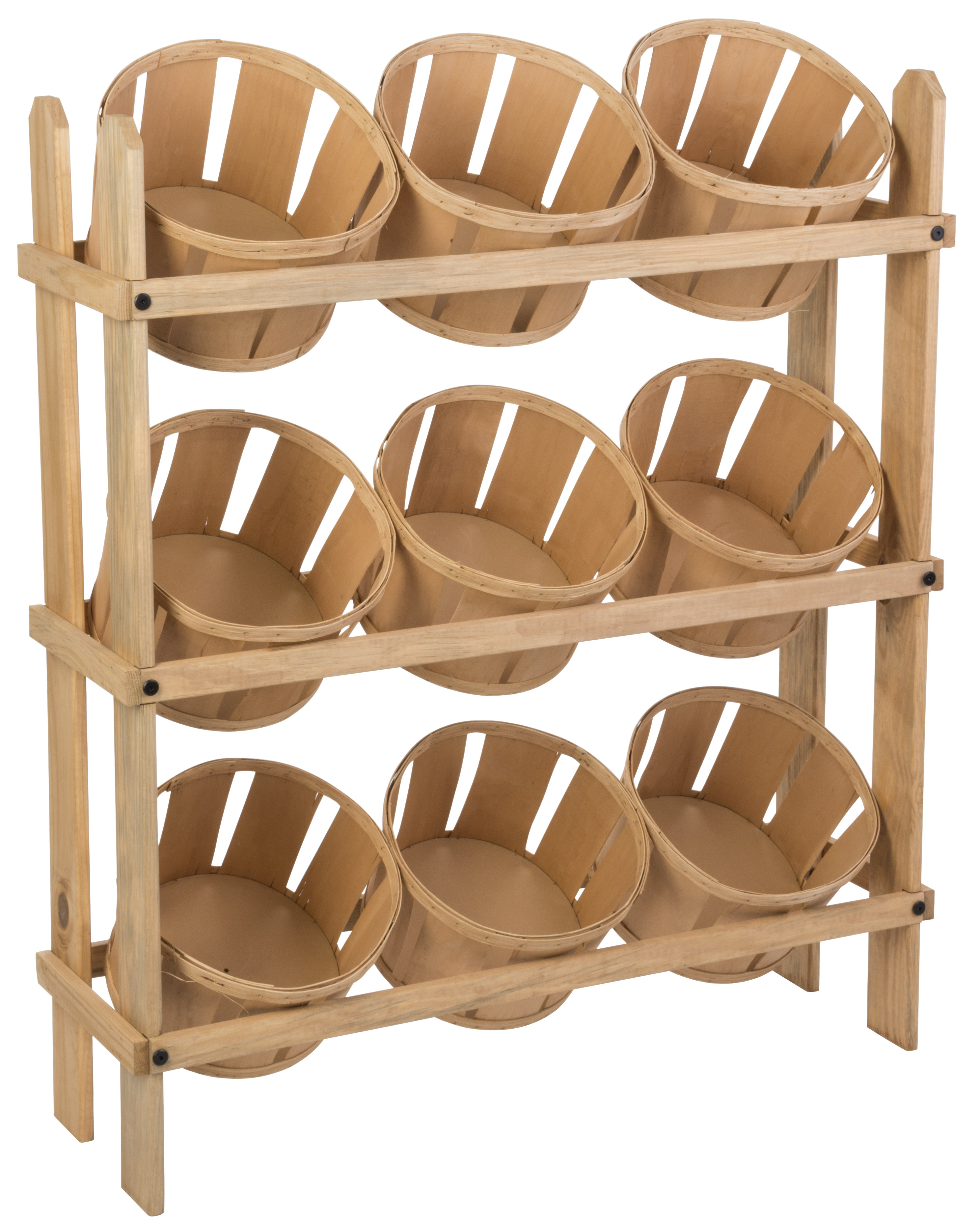 Bushel Wood Basket Farm Display - 18 Dia x 12 H Inches