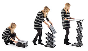 Portable literature display designed to be folded up for temporary events