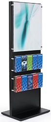Floor standing poster display with brochure pockets