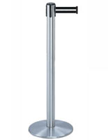 Crowd Control Stanchions Satin Chrome Post with Black/White Stripe Belt