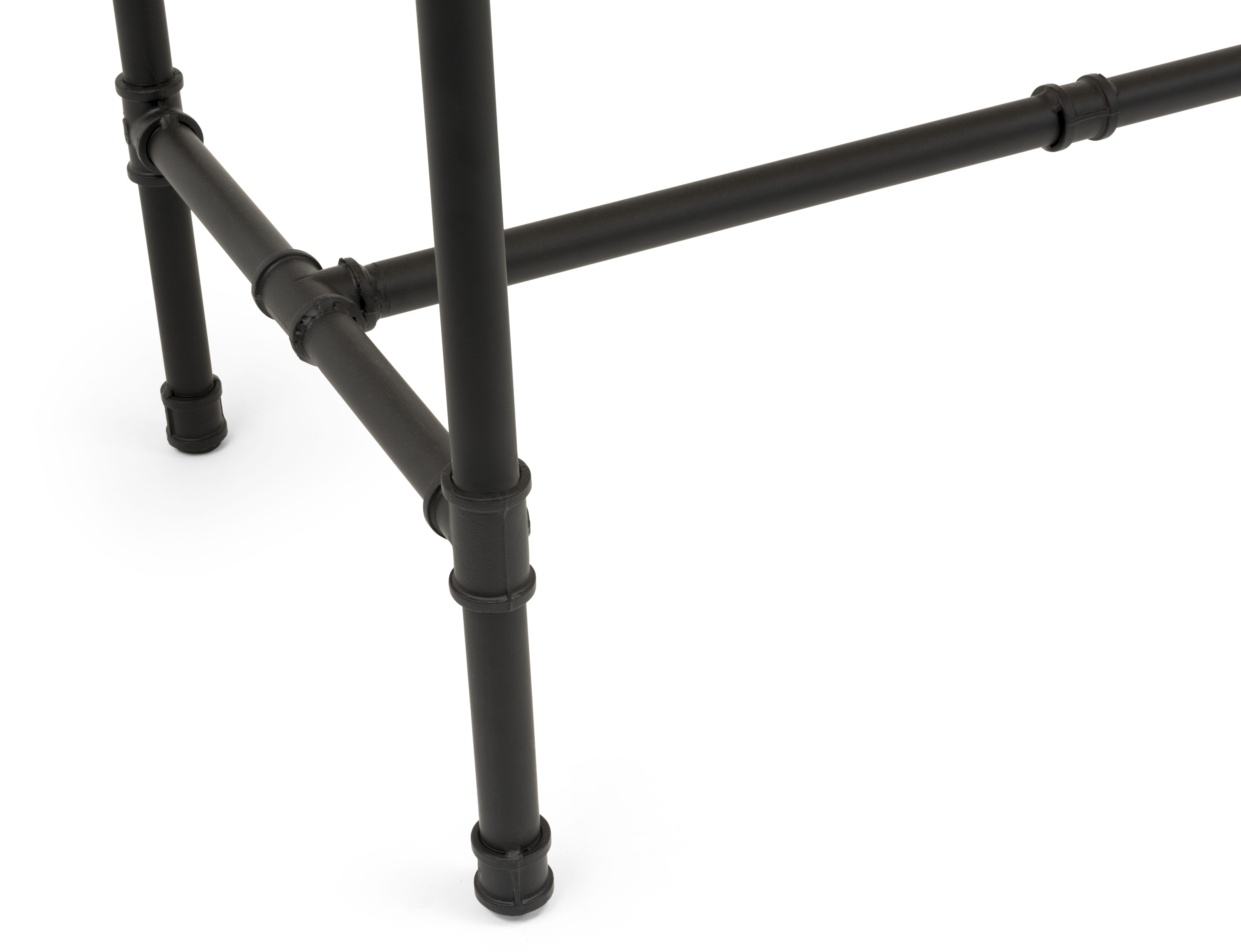 Set of 2 Wooden Pipeline Nesting Tables, Rectangular, Metal Legs – Dark Brown - Image 4