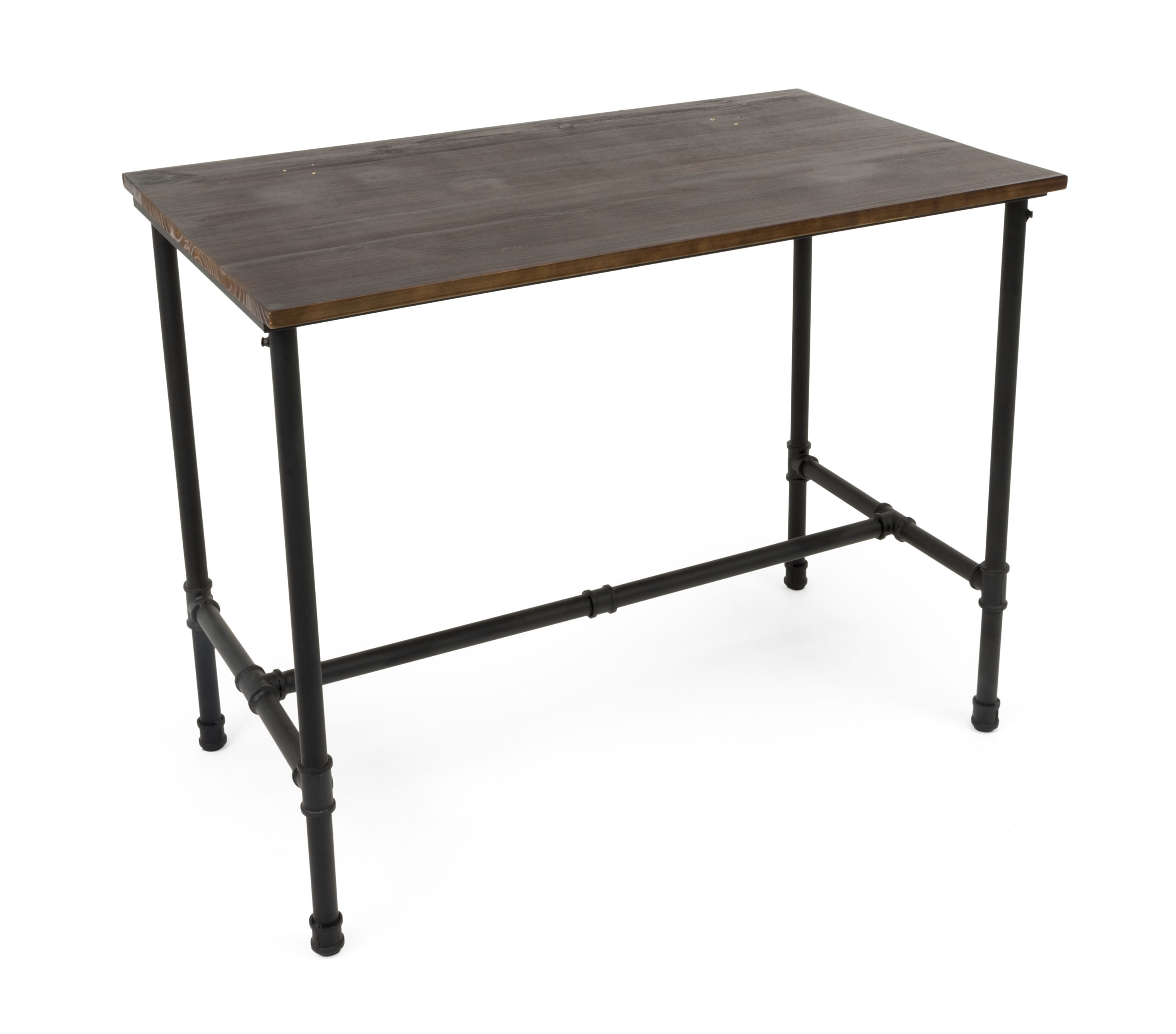 Wooden Pipeline Nesting Table, Rectangular, Metal Legs – Dark Brown - Image 2