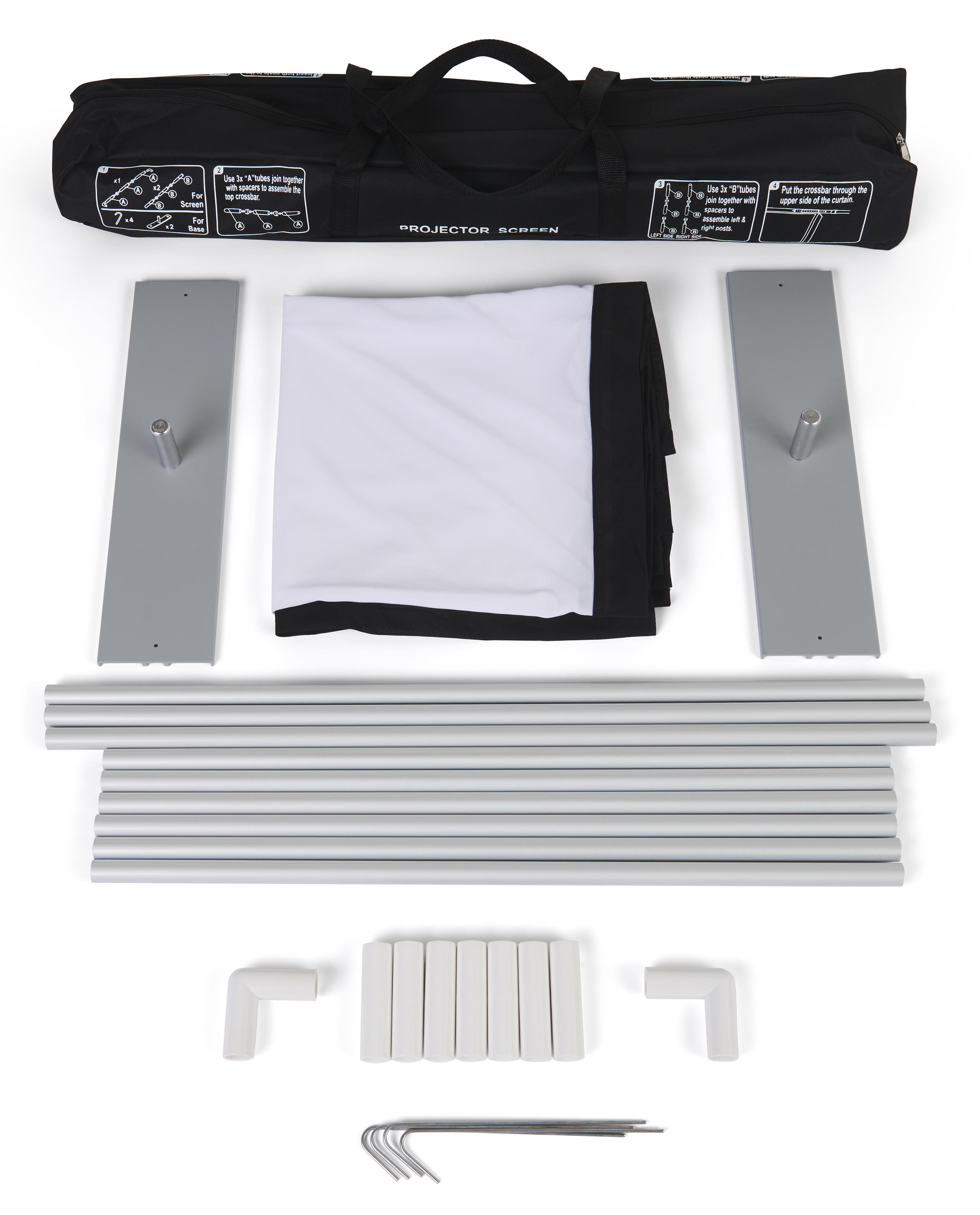 88 x 78 Projector Screen w/ Outdoor Stand & Ground Stakes, 100 in. Diagonal - White - Image 4