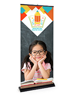 Custom printed 33"W premium retractable banner stand with black base