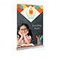 Premium wide base retractable banner stand with silver frame 