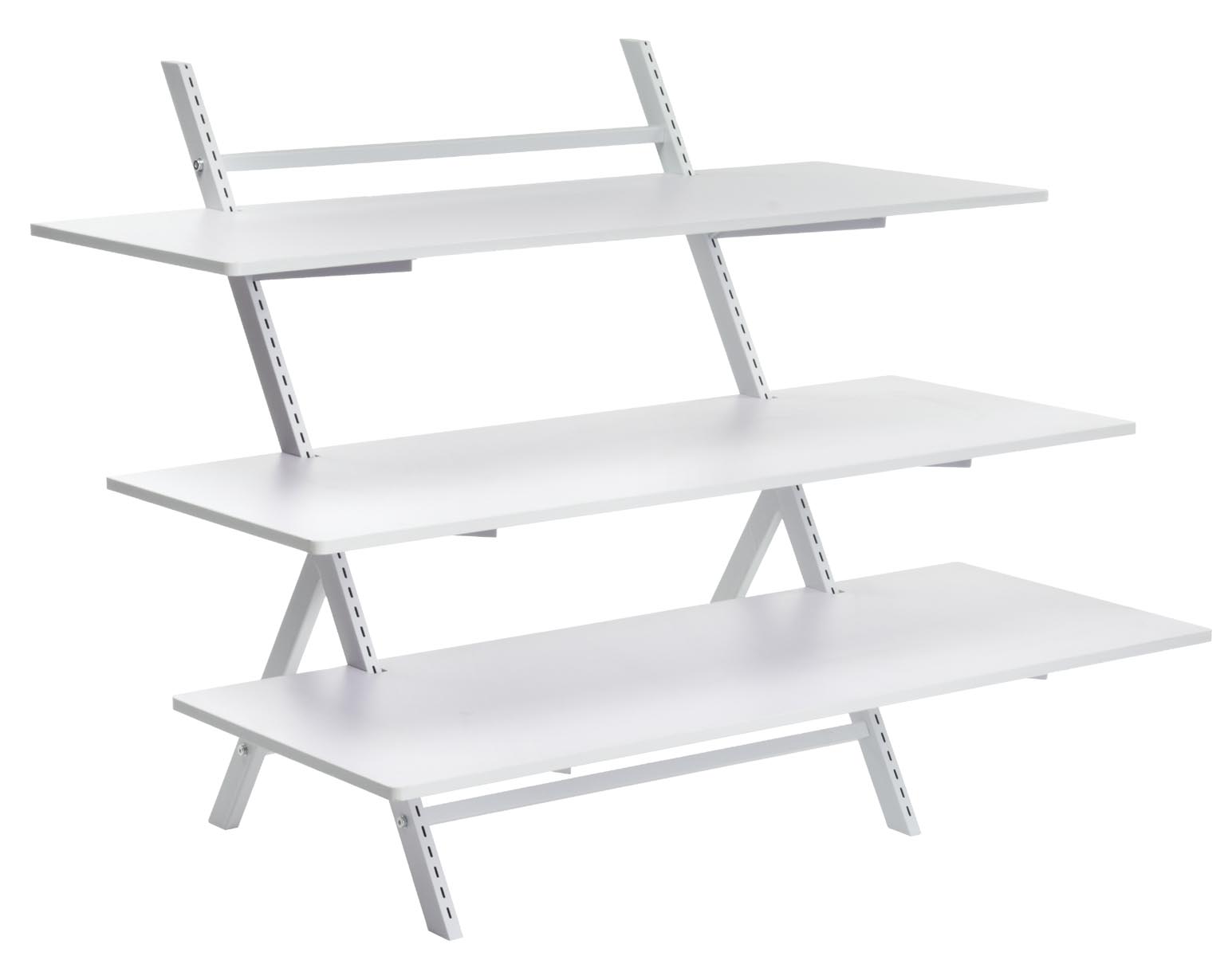 3 Tier Display Table | Adjustable Height Shelves - White | Displays2Go