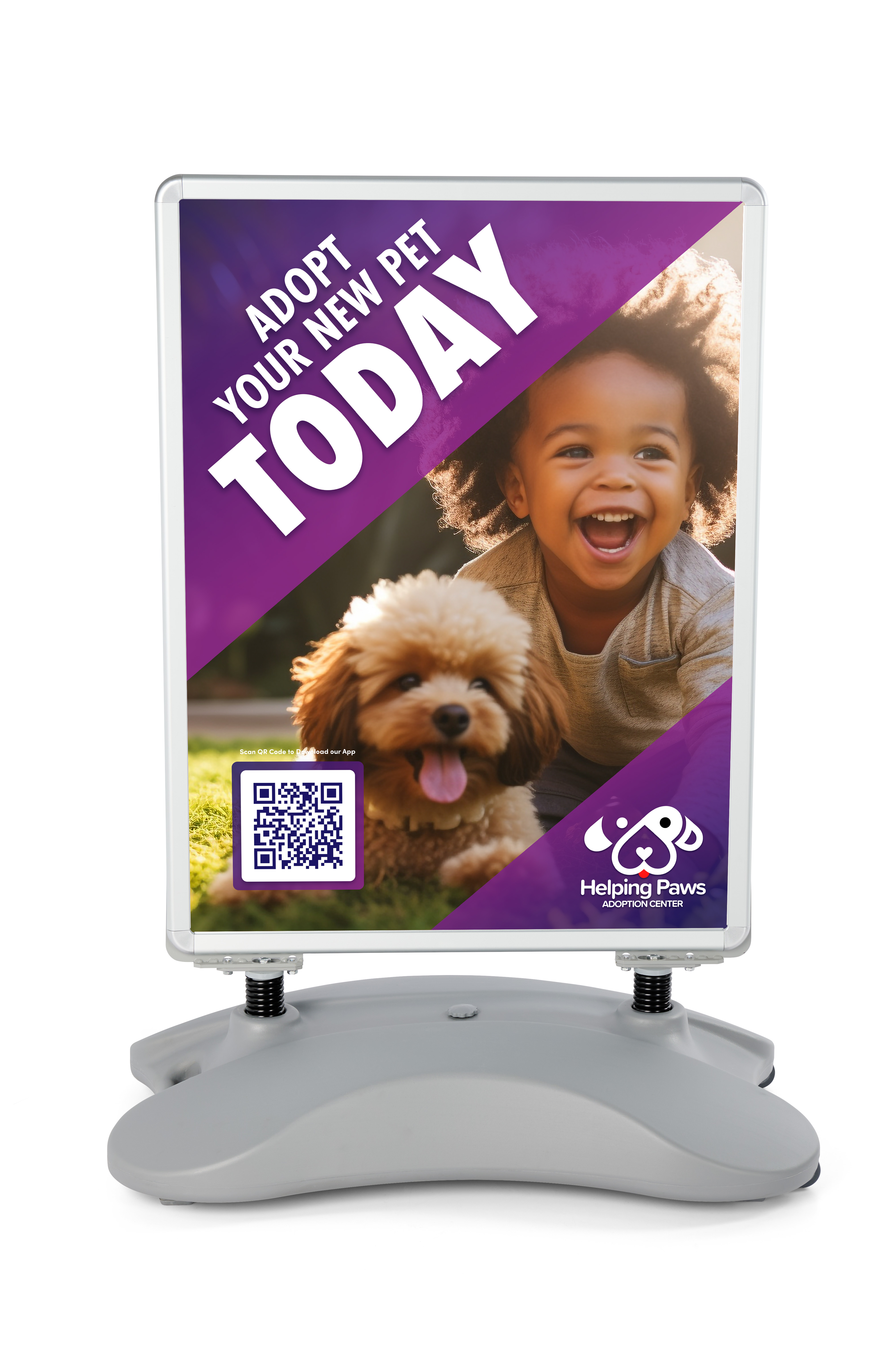 Weighted Sidewalk Sign Stand, Double Sided, Fillable Base - Gray - Image 4