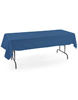 Dark blue rectangular tablecloths with stitched hemmed edge