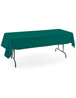 Forest green rectangle tablecloths made of flame retardant polyester 
