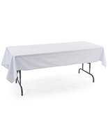 White rectangle tablecloths made of fire retardant polyester