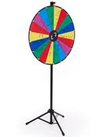 Silver Aluminum Floor Stand Twelve Slot Design Displays2go Prize Wheel with Write-on White Board for Wet Erase Markers 27 Inch Diameter 