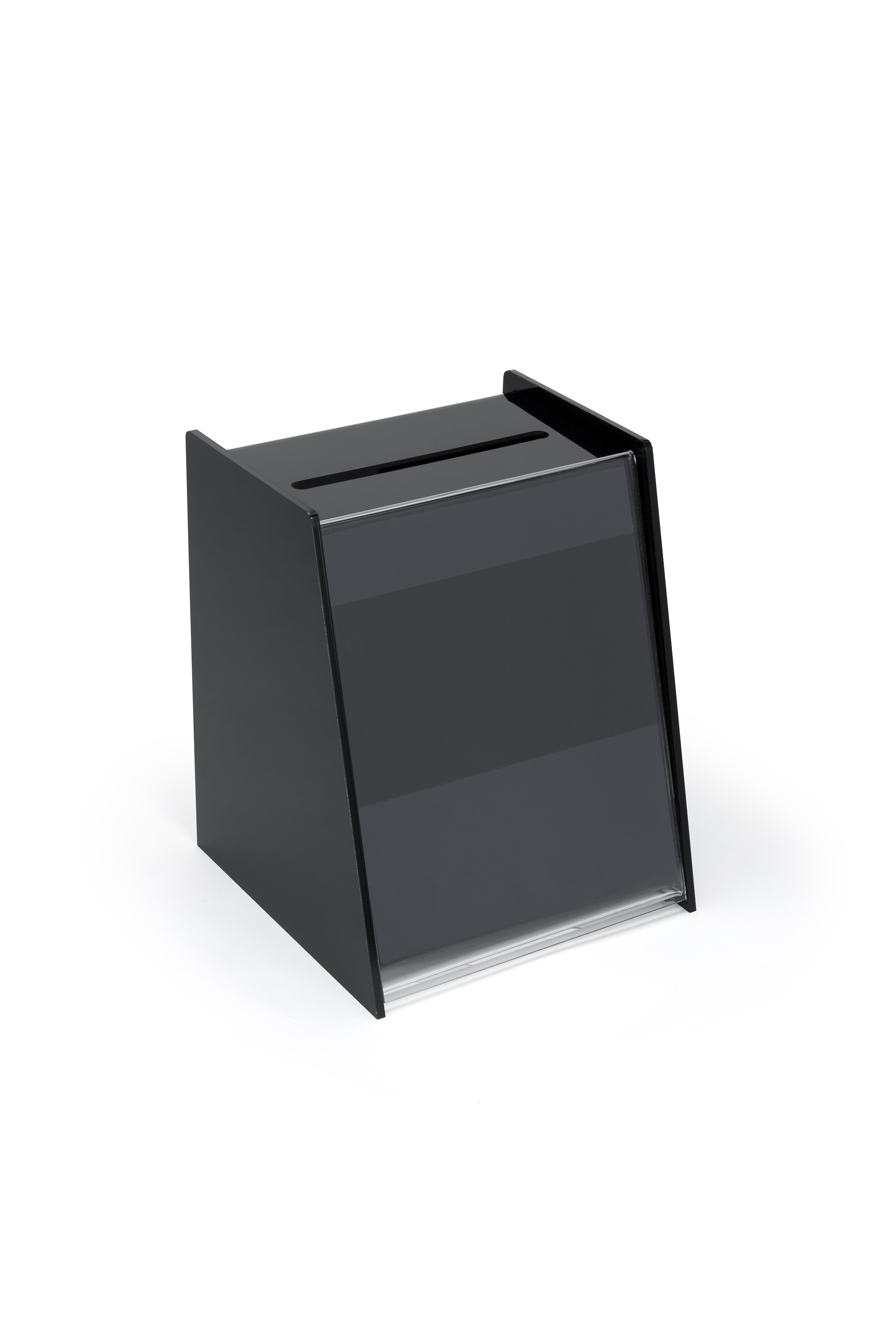 thumbnail image 2 of Locking Ballot Box With Sign Holder - Black Acrylic Collection Bin 8.75x8.5x11.5 Inches 2 of 10