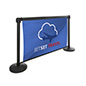 Double-sided retractable stanchion barrier for advertising