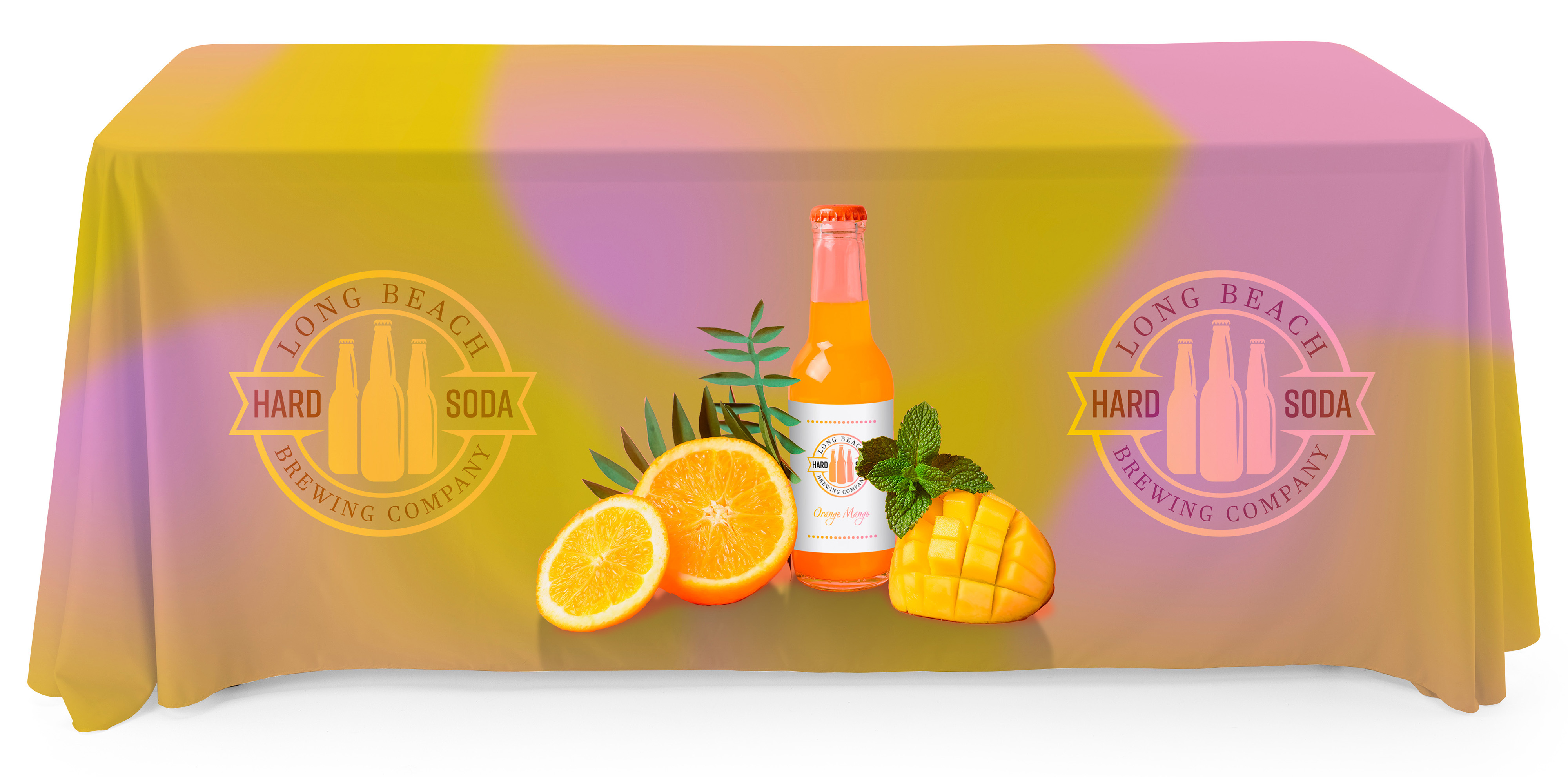4', 6', or 8' Fabric Table Cloth, Open or Closed Back - Full Color Custom Printing - Image 2